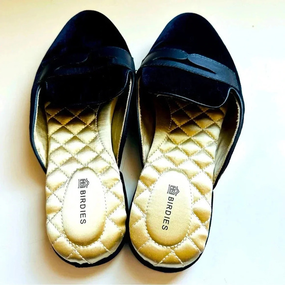 Birdies Navy The Phoebe Velvet Mule Slides - Picture 3 of 8